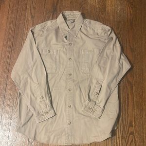 Duluth mens tan canvas button down.